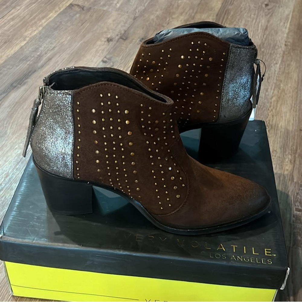 Very Volatile Brown and Silver Ankle Boots